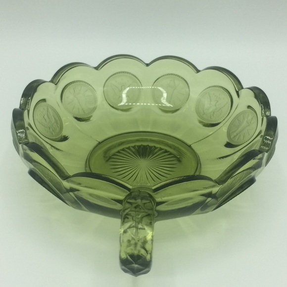 Vintage fostoria coin olive  bowl with holder - Picture 2 of 8